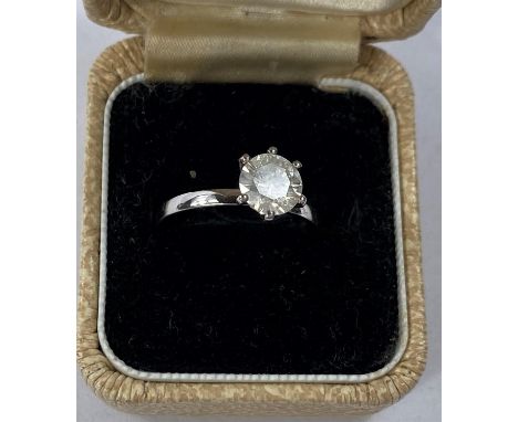 A modern brilliant cut diamond solitaire ring, approx. 1.25ct, 14K white gold setting.Size: M/N