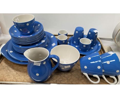 T.G.Green &amp; Co Blue Domio tea service cups, saucers etc, 24 pieces approx and a Shelley green part tea service.&nbsp;&nbs