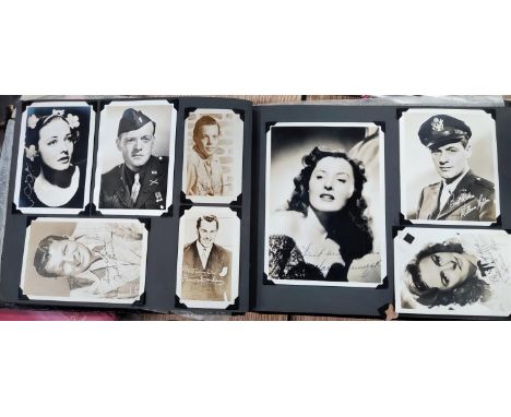 A 1940's and later album of black and white promotional portrait photographs of Hollywood movie stars some signed some facsim