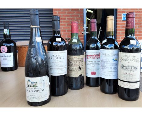 Six bottles of French red wine:&nbsp; 1980 Chateau de Belcier Bordeaux; 1995 Chateau du Hureau Saumur-Champigny; 2001 Chateau