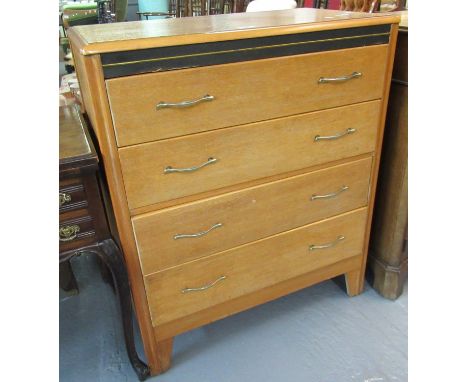 Lebus Furniture oak straight front bedroom chest of four drawers. 77 x 42 x 92cm approx.(B.P. 21% + VAT) 