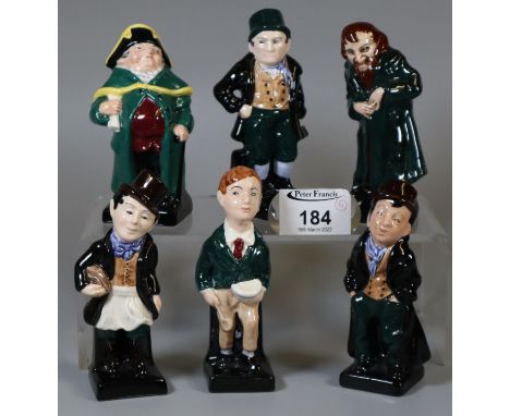 Collection of six Royal Doulton Oliver Twist bone china figurines to include 'Bumble', 'Fagin', 'Oliver Twist', 'Bill Sikes',