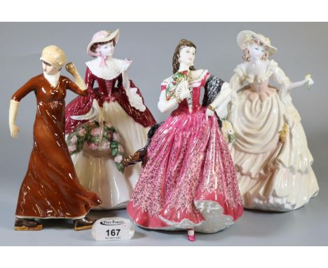 Two Coalport bone china figurines to include Holly Bright and Harvest Gold, together with a Royal Doulton HN3993 Carmen figur