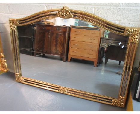 19th century style gilt framed bevel plate over mantel mirror with foliate mouldings. 128 x 90cm approx. (B.P. 21% + VAT) 