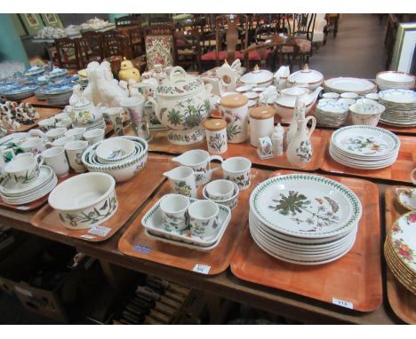 Nine trays of Portmeirion pottery The Botanic Garden design items to include large lidded tureen with ladle, various plates, 