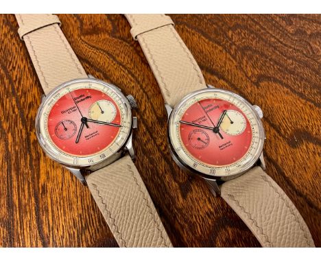 A pair of Studio Underd0g Strawberries and Cream wristwatches, multitone dial, twin subsidiary registers, centre seconds, man