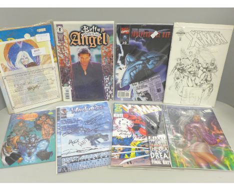 Fourteen comics, Top Cow Tomb Raider, X-Men, The Coven, Buffy, etc.&nbsp;eight with autographs including X-Men sketch cover&n