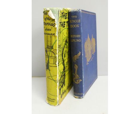 Two volumes; The Day of the Triffids, John Wyndham, first edition and The Jungle Book, Rudyard Kipling, 1897