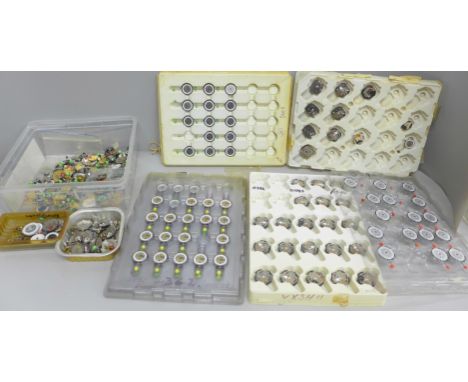 A large collection of new old stock quartz wristwatch movements, some vintage