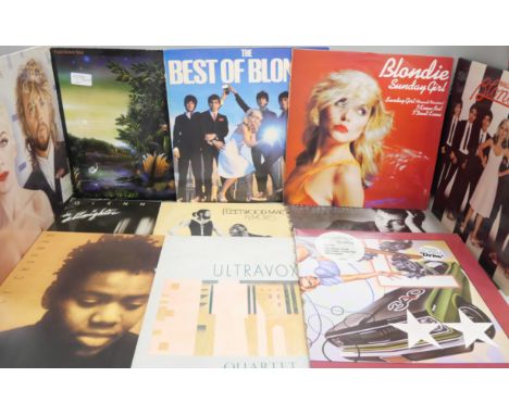 Thirty 1980s LP records, pop and new wave, including Ultravox, Michael Jackson, Eurythmics, Paul Young, Blondie and Pretender