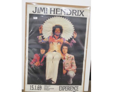 A Jimi Hendrix Experience German tour poster, 15.1.69, previously owned by Graham Oliver from Saxon