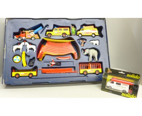 A Corgi Jean Richard Circus set, number 48, and a Solido model vehicle, C35 Amar, both boxed
