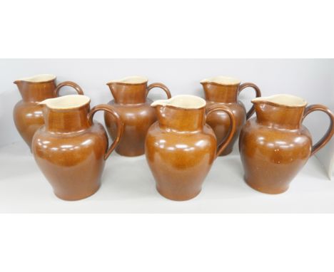 A set of six Denby stoneware two pint jugs **PLEASE NOTE THIS LOT IS NOT ELIGIBLE FOR IN-HOUSE POSTING AND PACKING** 