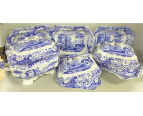A Copeland Spode Italian blue and white soup tureen and ladle, and four covered vegetable dishes **PLEASE NOTE THIS LOT IS NO