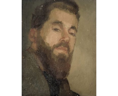 Mariota Bosanquet (1923-2022). Portrait of a gentleman, oil on canvas, 23cm x 18cm and another inscribed verso. (2) Biography