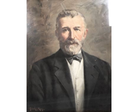 Frank C. King (1877-1955). Portrait of a Gentleman, oil on canvas, signed, 65cm x 49.5cm. Artist label verso.