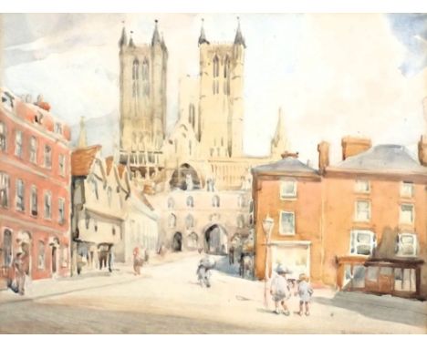 Ralph Sharpe (20thC). Exchequer Gate, Lincoln, watercolour, signed, dated 1923, titled verso, 23.5cm x 31cm.