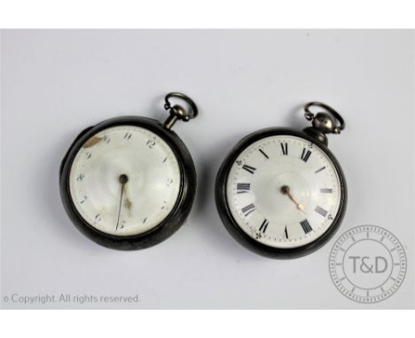 Two silver pair cased pocket watches comprising; Jas Williams, white enamel face with black Arabic dial, watch and case  stam