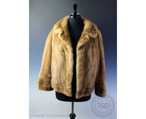 A vintage Rackhams Fur Room ladies blonde mink fur jacket, lined interior, 55cm long