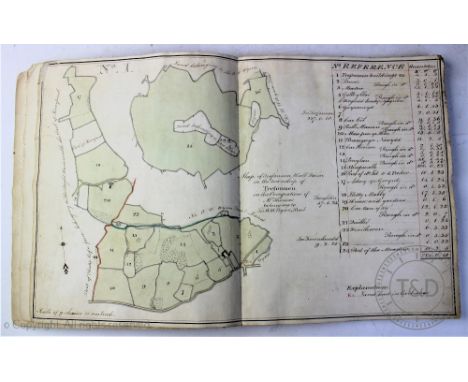 An early 19th century hand written and scale drawn estate map book of Walesh farms and towns belonging to Sir W. W. Wynn, inc