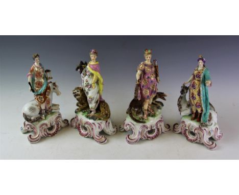 A matched set of four 18th century style Samson porcelain figures of The Continents, late 19th century, modelled as classical