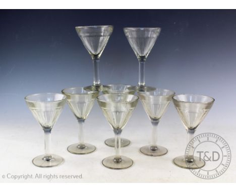 A set of eight vintage 1950's moulded cocktail glasses, 13.5cm high 