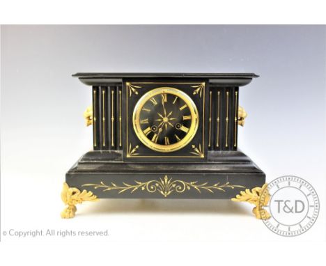 An early 20th century J.Marti Medaille De Bronze slate and gilt metal mantle clock, with gilt Roman numeral dial, case mounte