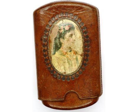 Victorian leather cigar case. P&amp;P Group 1 (£14+VAT for the first lot and £1+VAT for subsequent lots) 