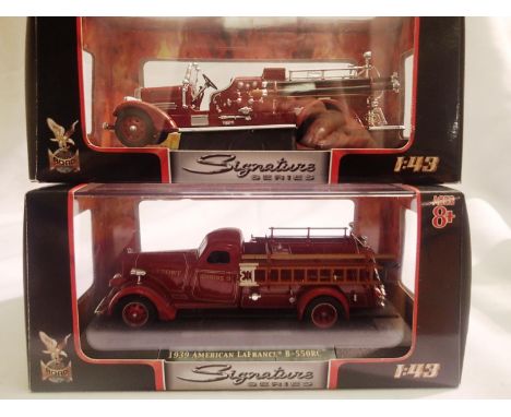 Two signature models 1/43 scale fire engines 1938 Ahrens-fox VC and 1939 American La France B-550 RC, both in excellent condi