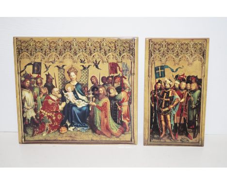 Three religious ceramic wall hanging tiles, with COAs 