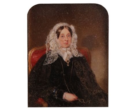 λ Mrs Henry Moseley (c.1800-1867)Portrait miniature of Mrs Robert Holford chatalaine of Westonbirt House and of Dorchester Ho