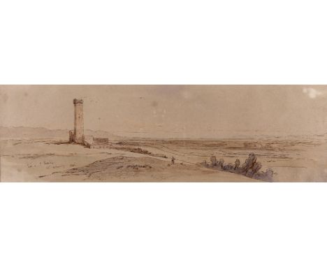 Edward Lear (1812-1888)Tor Saint EusebioTitled and dated 13th February 1845Pen, ink and watercolour on buff paper11.5 x 39.5c