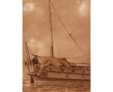 Francis Place (1647-1728)The stern quarters of a boatPen, ink and wash19.5 x 14.5cm; 7¼ x 5¾inProvenance:Ex. Collection Sir B