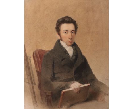 French School 19th CenturyPortrait of an artist, seated with sketch book and easelWatercolour18.5 x 14.5cm; 7¼ x 5¾in