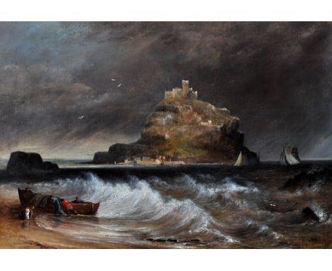 T*** M*** R***
(British School 19th Century)
"St. Michaels Mount, Cornwall"
signed with monogram; with inscription verso attr