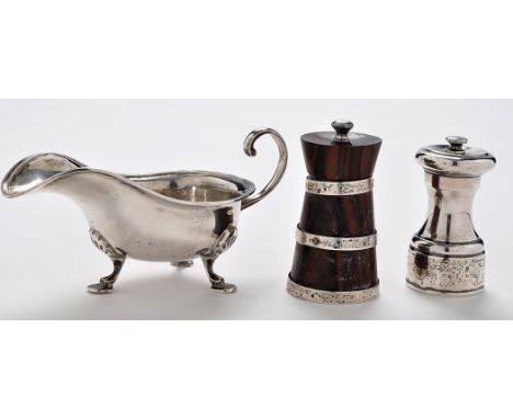 An early 20th Century pepper grinder, by Hukin & Heath, London 1896, with the retailer's mark of Rodrigues, Piccadilly, 8.5cm