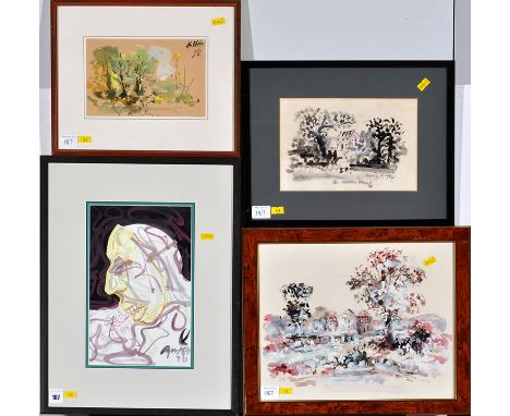 Antoni Sulek
(1951-1988)
Landscape and portrait studies
signed and variously dated 1972-76
watercolour
various sizes.  (4)