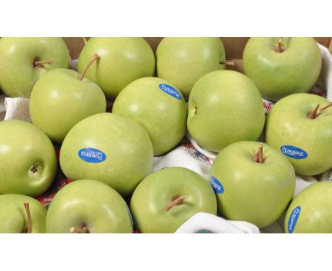 A collection of fifteen ceramic faux apples, by Penkridge Ceramics, Staffordshire, with stickers and stalks.