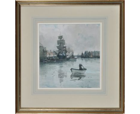 Thomas Swift Hutton
(1860- after 1935)
North Shields Harbour
signed
watercolour
24 x 22.5cms; 9 1/2 x 8 3/4in.
