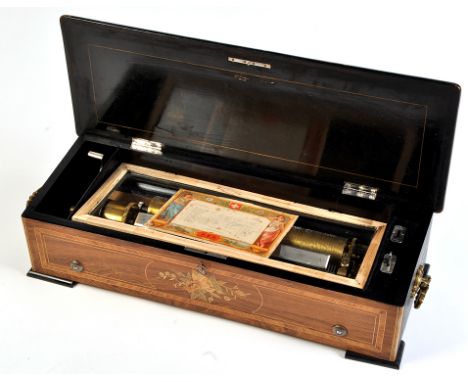 A late 19th Century Swiss cylinder music box, by Paillard Vauchers Fils, playing ten airs on a 13in. (33cms) brass cylinder, 