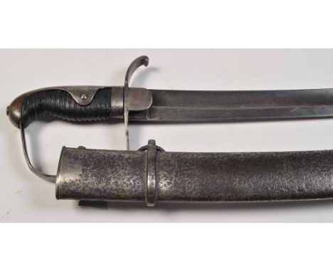A 1796 pattern British Light Cavalry Troopers sword, the curved single-edged blade with fuller, on hilt with ribbed leather g
