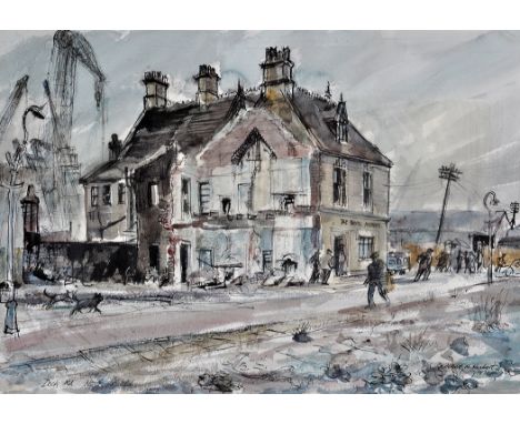 Albert Henry Herbert
(1914-1982)
"Dock Road: North Shields, The Royal Albert Pub"
signed, inscribed and dated 1971; with insc