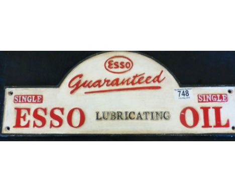 CAST IRON SIGN. Cast iron Esso Oil sign, L ~ 49cm