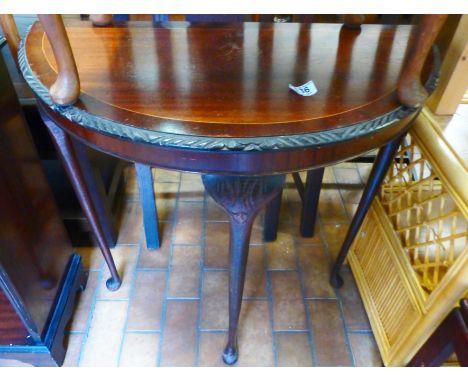 MAHOGANY ITEMS. Mahogany half moon table and a mahogany shelf with drawers