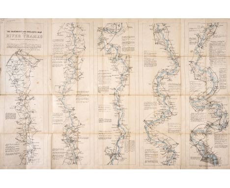Thames.- Ravenstein (E.G.) The Oarsman's and Angler's Map of the River Thames, folding lithographed strip-map with hand-colou