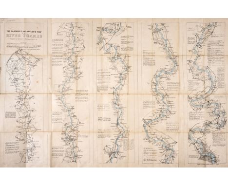 Thames.- Ravenstein (E.G.) The Oarsman's and Angler's Map of the River Thames, folding lithographed strip-map with hand-colou