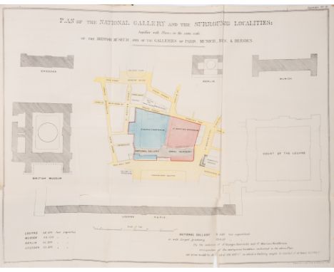 London.- Houses of Parliament. Report of the National Gallery Site Commission..., 3 folding colour lithographed plans, one cr