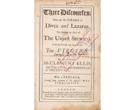 Ellis (Clement) Three Discourses; one on the Parable of Dives and Lazarus, the Second on that of The Unjust Steward, and the 