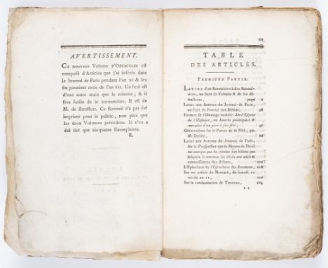 Newspapers & journalism.- [Roederer (Pierre-Louis)] Opuscules, 2 parts in 1 vol., first edition, one of 50 privately printed 