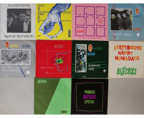 THE BUZZCOCKS - 7" COLLECTION. Superbly presented collection of 10 x 7" from the seminal Mancs. Titles are Spiral Scratch (1s